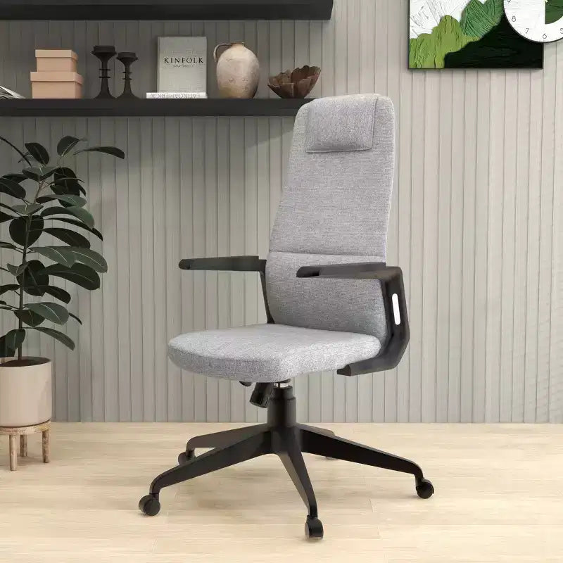 Chaise de bureau ergonomique LeisureMod Nexa à dossier haut - Hauteur réglable, pivotante, inclinable, appuie-tête rembourré, soutien lombaire, chaise de bureau pour la maison