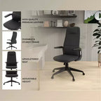 Chaise de bureau ergonomique LeisureMod Nexa à dossier haut - Hauteur réglable, pivotante, inclinable, appuie-tête rembourré, soutien lombaire, chaise de bureau pour la maison