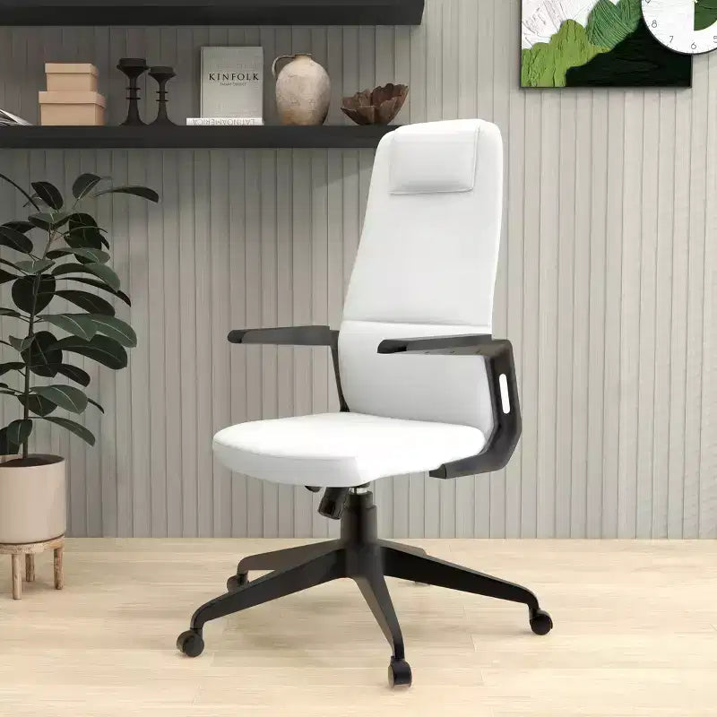 Chaise de bureau ergonomique LeisureMod Nexa à dossier haut - Hauteur réglable, pivotante, inclinable, appuie-tête rembourré, soutien lombaire, chaise de bureau pour la maison