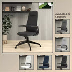 Chaise de bureau ergonomique LeisureMod Nexa à dossier haut - Hauteur réglable, pivotante, inclinable, appuie-tête rembourré, soutien lombaire, chaise de bureau pour la maison
