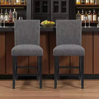 HomeRoots Lot de deux tabourets de bar hauteur comptoir 26" gris et noir en bois et tissu