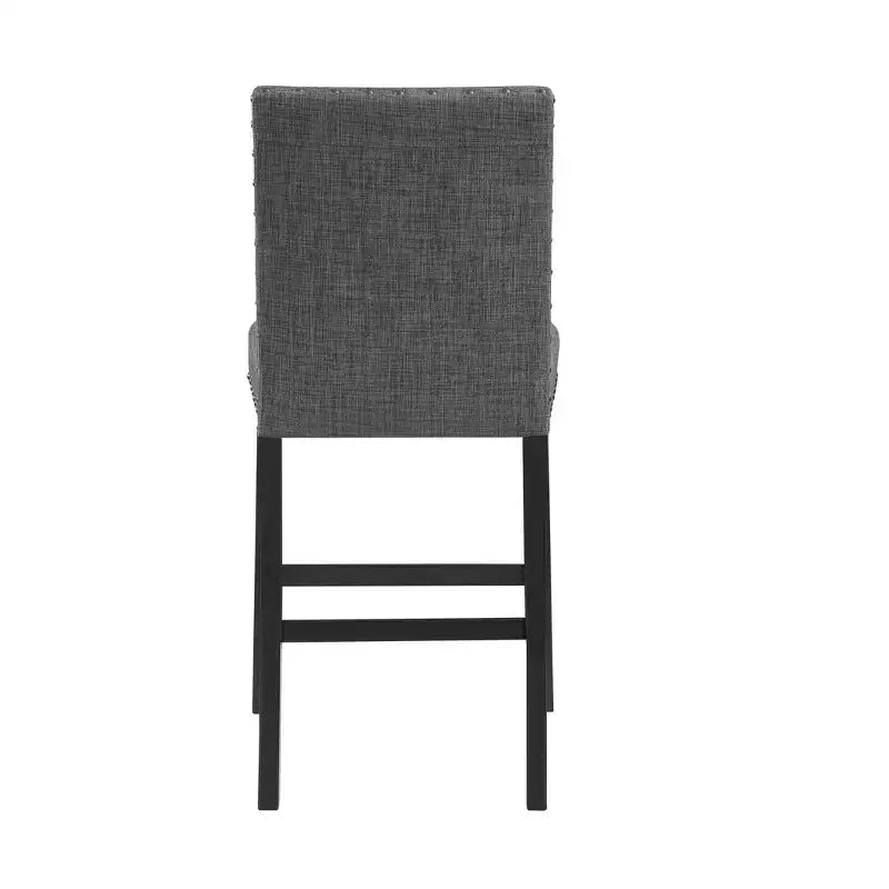 HomeRoots Lot de deux tabourets de bar hauteur comptoir 26" gris et noir en bois et tissu