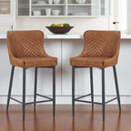 HomeRoots – Lot de 2 chaises de bar à dossier bas, hauteur comptoir, en métal et similicuir orange et noir, 66 cm