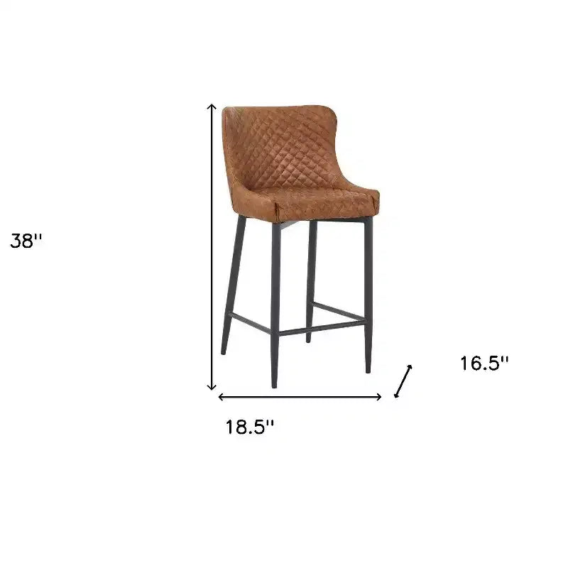 HomeRoots – Lot de 2 chaises de bar à dossier bas, hauteur comptoir, en métal et similicuir orange et noir, 66 cm