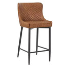 HomeRoots – Lot de 2 chaises de bar à dossier bas, hauteur comptoir, en métal et similicuir orange et noir, 66 cm