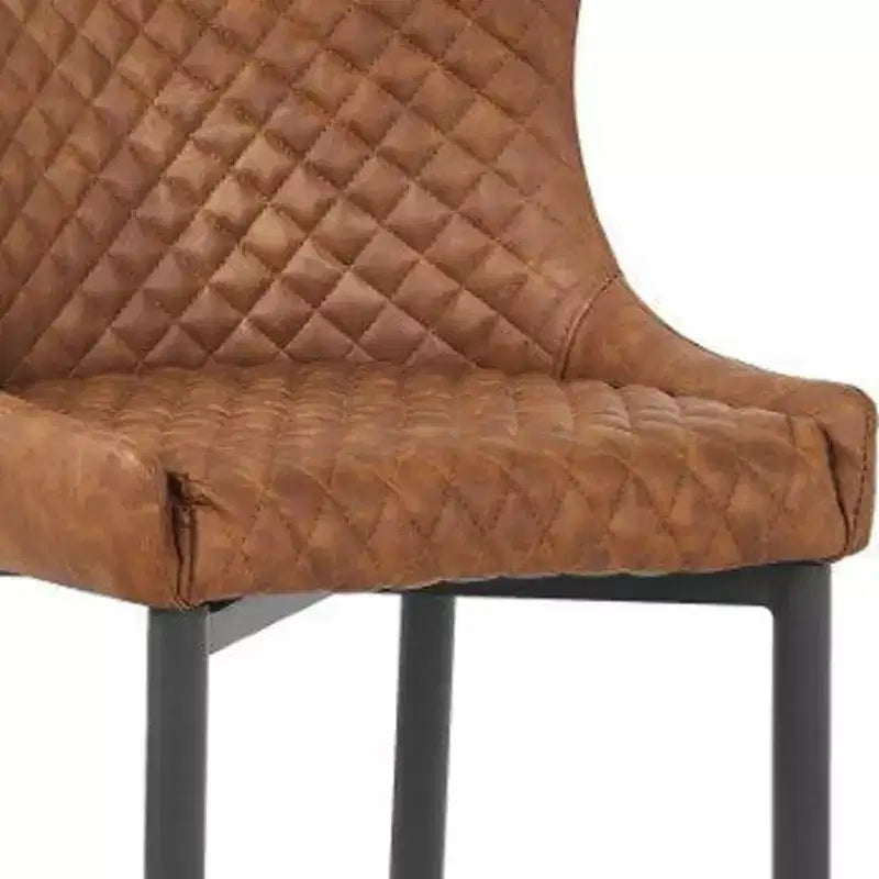 HomeRoots – Lot de 2 chaises de bar à dossier bas, hauteur comptoir, en métal et similicuir orange et noir, 66 cm