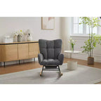 Fauteuil à bascule Okak Furry, fauteuil de salon avec repose-pieds et dossier haut rembourré confortable, fauteuil à bascule pour chambre à coucher ou chambre de bébé