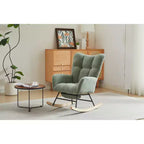 Fauteuil à bascule Okak Furry, fauteuil de salon avec repose-pieds et dossier haut rembourré confortable, fauteuil à bascule pour chambre à coucher ou chambre de bébé