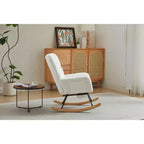 Fauteuil à bascule Okak Furry, fauteuil de salon avec repose-pieds et dossier haut rembourré confortable, fauteuil à bascule pour chambre à coucher ou chambre de bébé