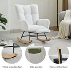 Fauteuil à bascule Okak Furry, fauteuil de salon avec repose-pieds et dossier haut rembourré confortable, fauteuil à bascule pour chambre à coucher ou chambre de bébé