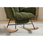 Fauteuil à bascule Okak Furry, fauteuil de salon avec repose-pieds et dossier haut rembourré confortable, fauteuil à bascule pour chambre à coucher ou chambre de bébé