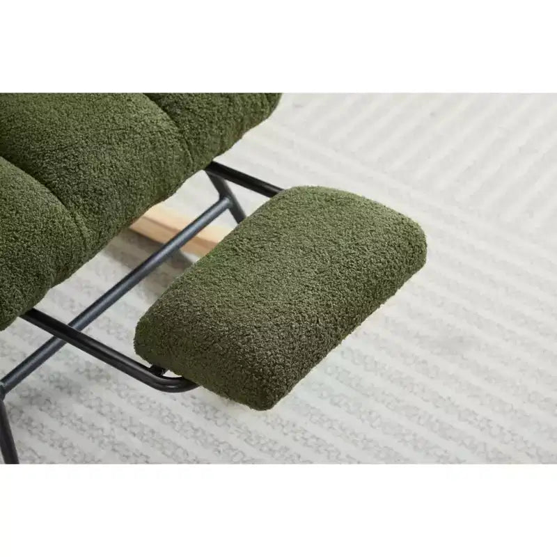 Fauteuil à bascule Okak Furry, fauteuil de salon avec repose-pieds et dossier haut rembourré confortable, fauteuil à bascule pour chambre à coucher ou chambre de bébé