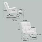 Fauteuil à bascule Okak Furry, fauteuil de salon avec repose-pieds et dossier haut rembourré confortable, fauteuil à bascule pour chambre à coucher ou chambre de bébé