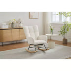 Fauteuil à bascule Okak Furry, fauteuil de salon avec repose-pieds et dossier haut rembourré confortable, fauteuil à bascule pour chambre à coucher ou chambre de bébé