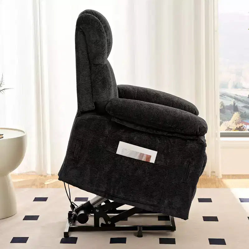 Fauteuil inclinable électrique en velours Mjkone avec chauffage lombaire et massage vibrant 8 points, fauteuil inclinable pour personnes âgées
