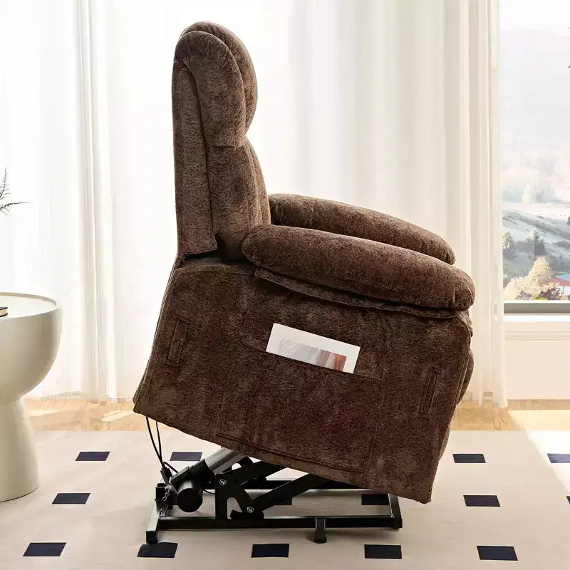 Fauteuil inclinable électrique en velours Mjkone avec chauffage lombaire et massage vibrant 8 points, fauteuil inclinable pour personnes âgées