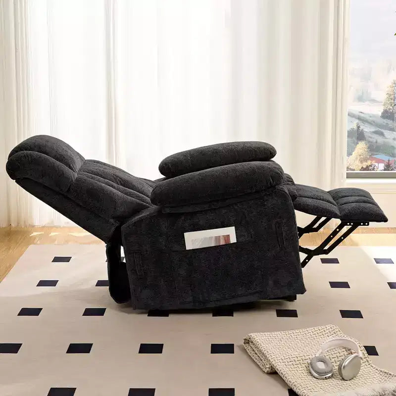 Fauteuil inclinable électrique en velours Mjkone avec chauffage lombaire et massage vibrant 8 points, fauteuil inclinable pour personnes âgées
