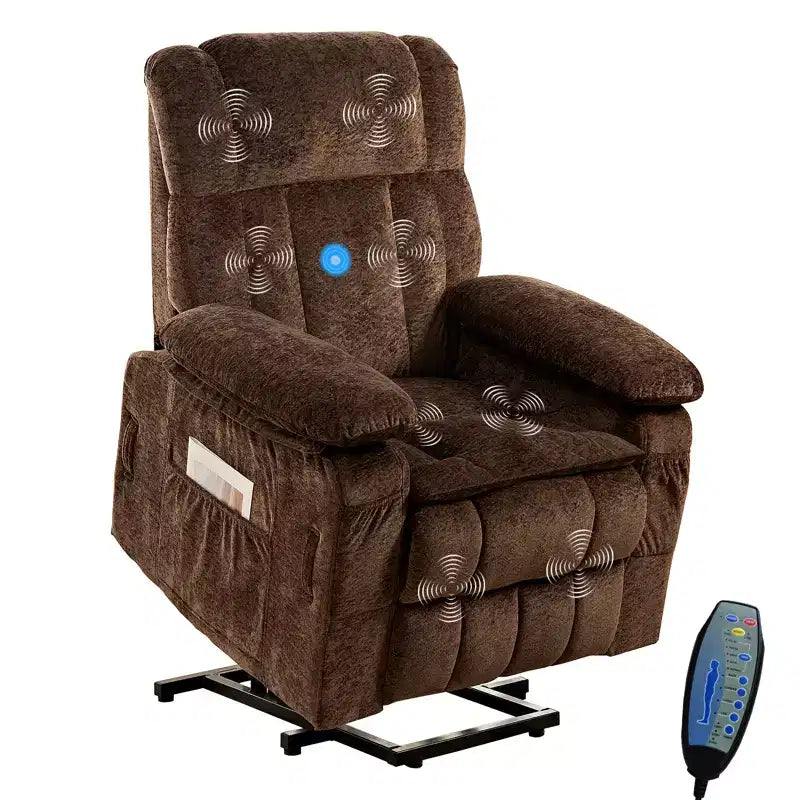 Fauteuil inclinable électrique en velours Mjkone avec chauffage lombaire et massage vibrant 8 points, fauteuil inclinable pour personnes âgées