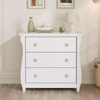 Garvee White 3 Drawer Dresser, Mid-Century Nightstand 3 Chest of Drawers with Curved Leg Bedside End Table for Living Room Bedroom Entryway Nursery