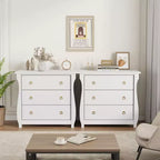 Commode Garvee blanche à 3 tiroirs, table de chevet du milieu du siècle avec 3 tiroirs et pieds incurvés pour salon, chambre, entrée ou chambre d'enfant.