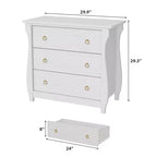 Commode Garvee blanche à 3 tiroirs, table de chevet du milieu du siècle avec 3 tiroirs et pieds incurvés pour salon, chambre, entrée ou chambre d'enfant.