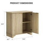 Bahut avec portes cannelées, Meuble de rangement de cuisine de style ferme avec étagères réglables, Meuble de bar à café moderne pour la maison, Chêne naturel