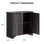 Bahut avec portes cannelées, Meuble de rangement de cuisine de style ferme avec étagères réglables, Meuble de bar à café moderne pour la maison, Chêne naturel