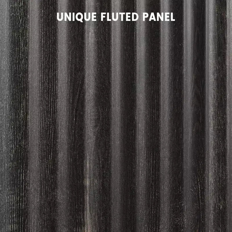 Bahut avec portes cannelées, Meuble de rangement de cuisine de style ferme avec étagères réglables, Meuble de bar à café moderne pour la maison, Chêne naturel
