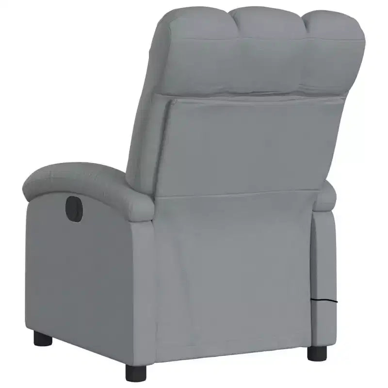 vidaXL Fauteuil inclinable de massage en tissu gris clair, métal, bois d'ingénierie - Gris clair à dossier inclinable manuel avec massage