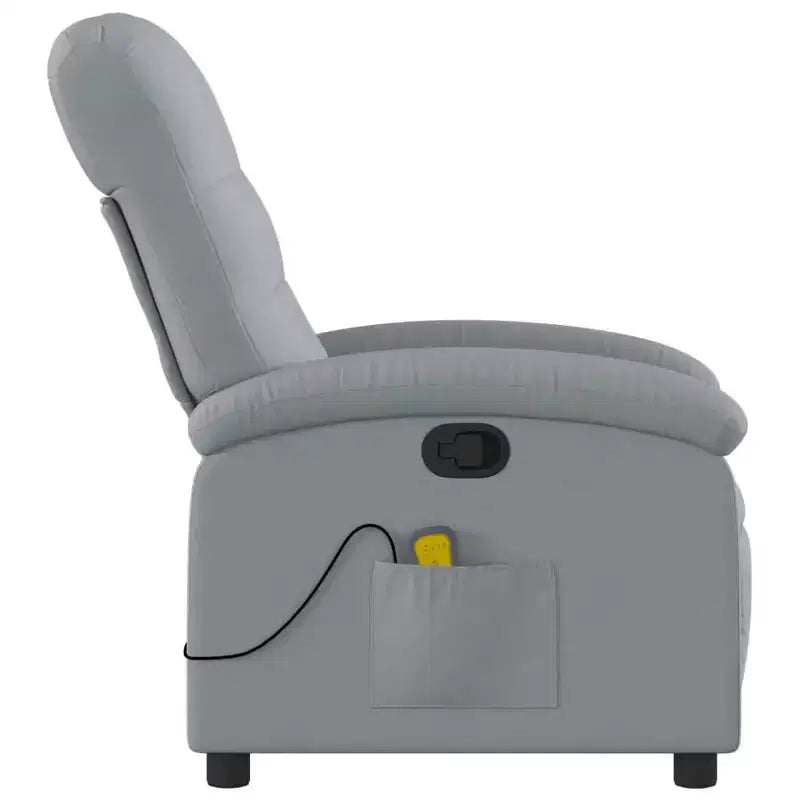 vidaXL Fauteuil inclinable de massage en tissu gris clair, métal, bois d'ingénierie - Gris clair à dossier inclinable manuel avec massage