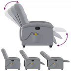 vidaXL Fauteuil inclinable de massage en tissu gris clair, métal, bois d'ingénierie - Gris clair à dossier inclinable manuel avec massage