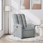 vidaXL Fauteuil inclinable de massage en tissu gris clair, métal, bois d'ingénierie - Gris clair à dossier inclinable manuel avec massage