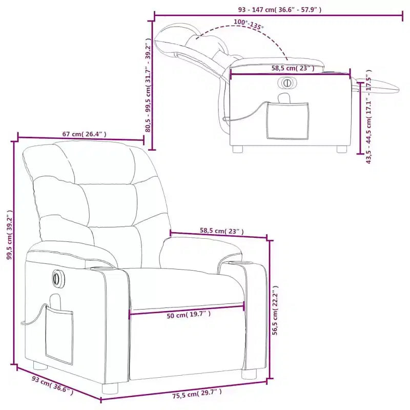 vidaXL Fauteuil inclinable de massage électrique gris foncé