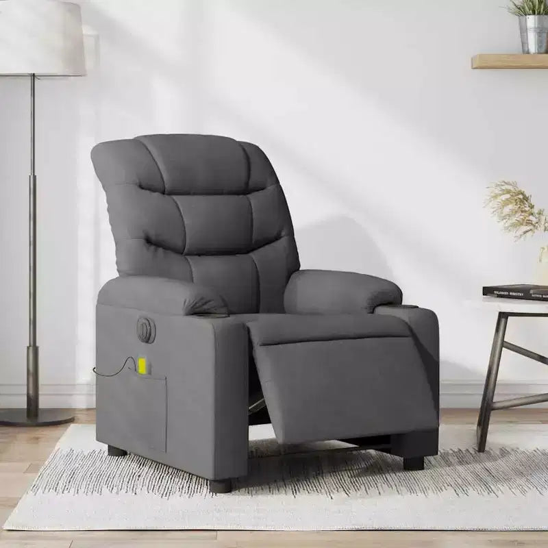 vidaXL Fauteuil inclinable de massage électrique gris foncé