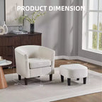 Fauteuil d'appoint en velours avec ottoman, fauteuil club moderne pour salon, chambre à coucher, gris