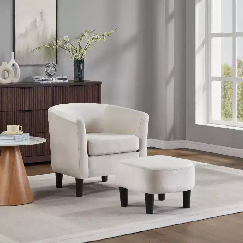 Fauteuil d'appoint en velours avec ottoman, fauteuil club moderne pour salon, chambre à coucher, gris