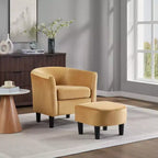 Fauteuil d'appoint en velours avec ottoman, fauteuil club moderne pour salon, chambre à coucher, gris
