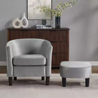 Fauteuil d'appoint en velours avec ottoman, fauteuil club moderne pour salon, chambre à coucher, gris