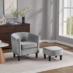 Fauteuil d'appoint en velours avec ottoman, fauteuil club moderne pour salon, chambre à coucher, gris