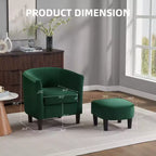 Fauteuil d'appoint en velours avec ottoman, fauteuil club moderne pour salon, chambre à coucher, gris