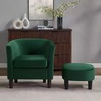 Fauteuil d'appoint en velours avec ottoman, fauteuil club moderne pour salon, chambre à coucher, gris