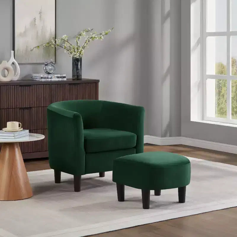 Fauteuil d'appoint en velours avec ottoman, fauteuil club moderne pour salon, chambre à coucher, gris
