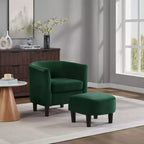 Fauteuil d'appoint en velours avec ottoman, fauteuil club moderne pour salon, chambre à coucher, gris