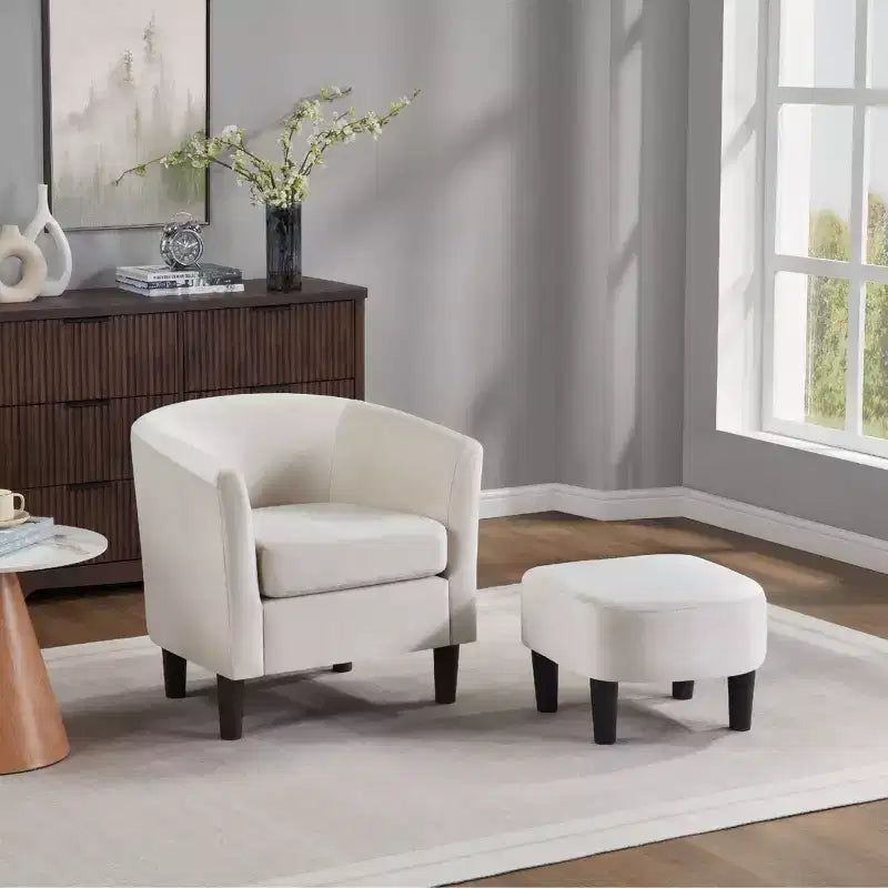 Fauteuil d'appoint en velours avec ottoman, fauteuil club moderne pour salon, chambre à coucher, gris