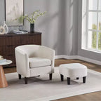 Fauteuil d'appoint en velours avec ottoman, fauteuil club moderne pour salon, chambre à coucher, gris