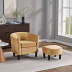 Fauteuil d'appoint en velours avec ottoman, fauteuil club moderne pour salon, chambre à coucher, gris