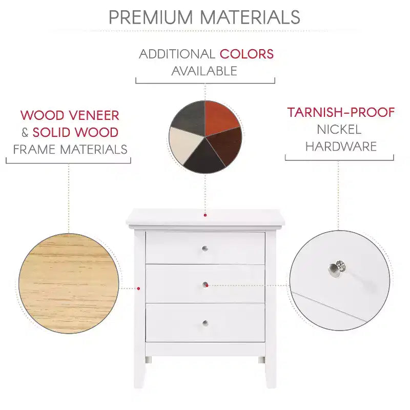 Table de chevet Hammond de HomeStock - 66 cm (H) x 61 cm (l) x 46 cm (P), tiroir et finition chêne durable