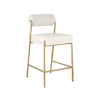Meridian Furniture,Carly Cream Vegan Leather Seat / Boucle Fabric Back Counter Stool