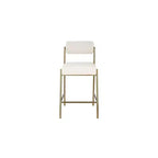 Meridian Furniture, Tabouret de comptoir Carly, assise en cuir végétalien crème / dossier en tissu bouclé