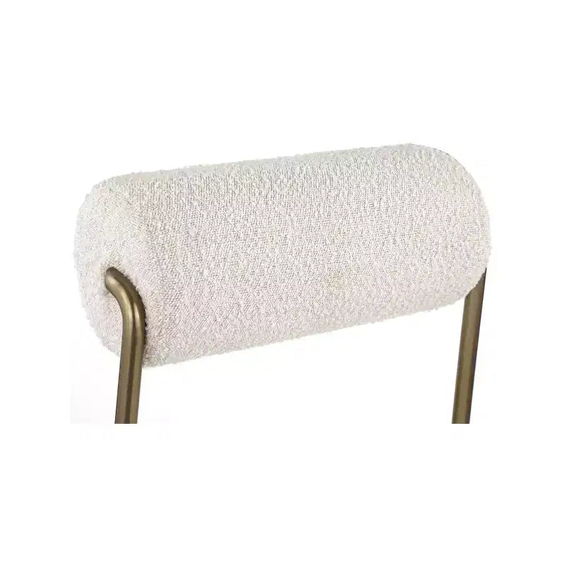 Meridian Furniture, Tabouret de comptoir Carly, assise en cuir végétalien crème / dossier en tissu bouclé